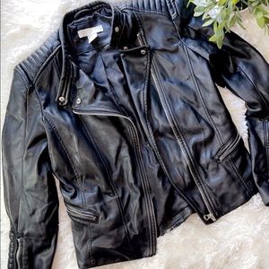 H&M Faux Leather Biker Jacket. Black. Size 6